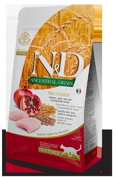 N&D Düşük Tahıllı Tavuklu ve Narlı 1.5 kg Kısırlaştırılmış Yetişkin Kedi Maması