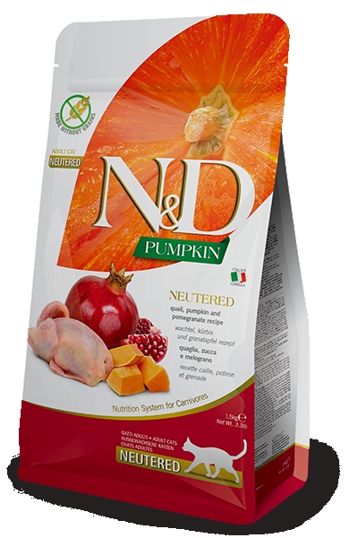 N&D Pumpkin Bıldırcınlı Balkabaklı ve Narlı 1.5 kg Kısırlaştırılmış Yetişkin Kedi Maması