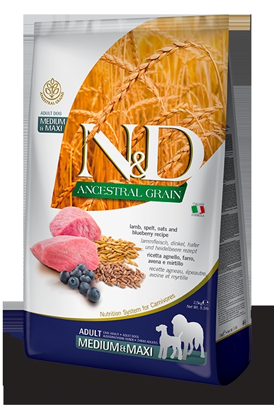 N&D Ancestral Grain Düşük Tahıllı Kuzu Etli ve Yaban Mersinli 12 kg Orta Büyük Irk Yetişkin Köpek Maması