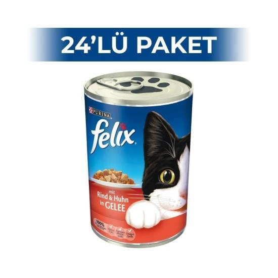 Felix Sığır Etli ve Tavuklu 400 gr 24’lü Yetişkin Konserve Kedi Maması