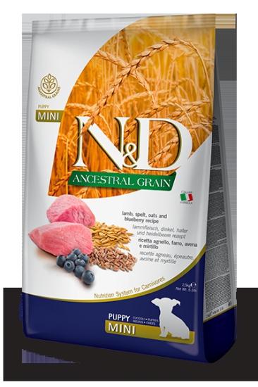 N&D Ancestral Grain Düşük Tahıllı Kuzu Etli ve Yaban Mersinli 7 kg Küçük Irk Yavru Köpek Maması