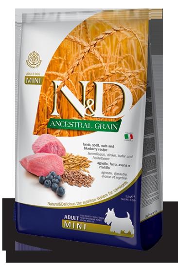 N&D Ancestral Grain Düşük Tahıllı Kuzu Etli ve Yaban Mersinli 2.5 kg Küçük Irk Yetişkin Köpek Maması