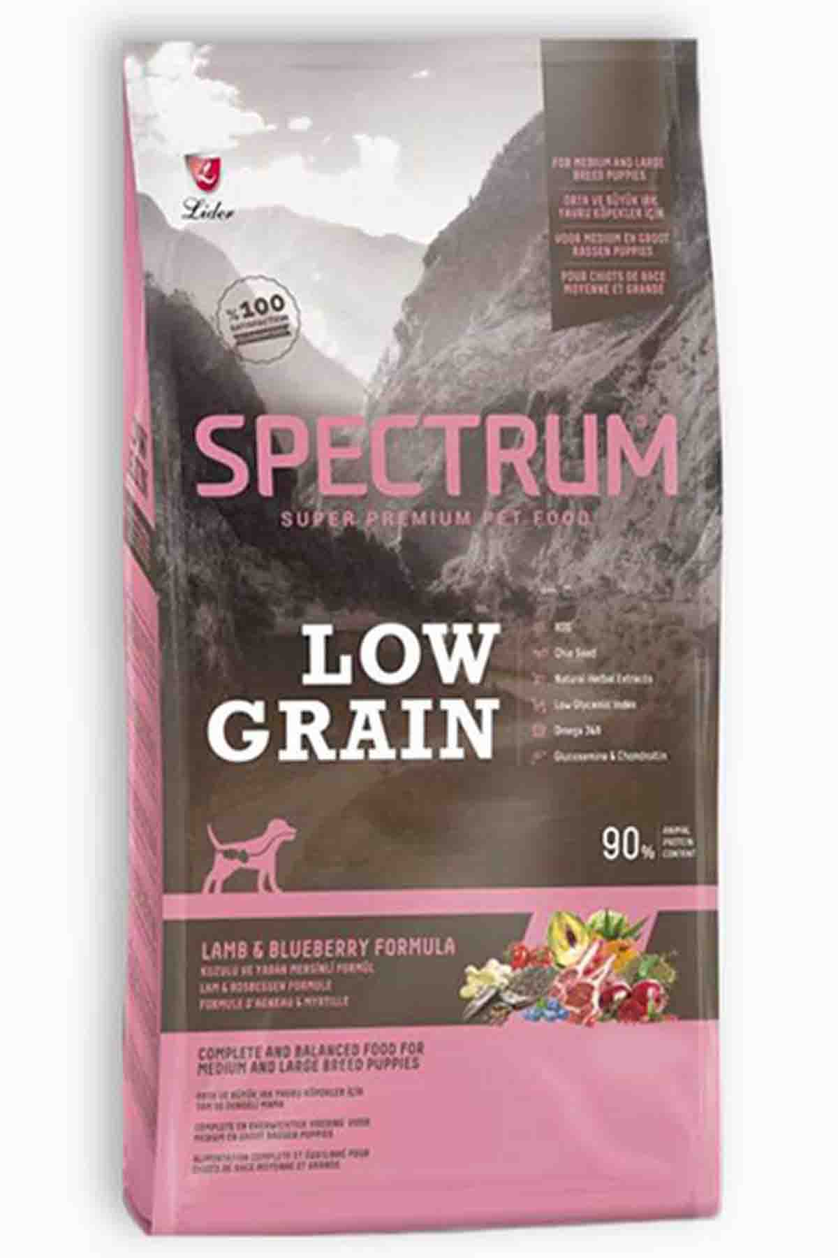  Spectrum Low Grain 12+1 kg  Kuzu Etli ve Yaban Mersinli  Orta ve Büyük Irk Yavru Köpek Maması