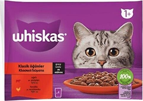 Whiskas Pouch Sos İçinde Sığırlı ve Tavuklu Yetişkin Kedi Konservesi 4*85 Gr (13pk) 52 Ad